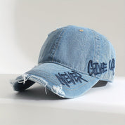 Never Give Up Distressed Cap Blue Hats