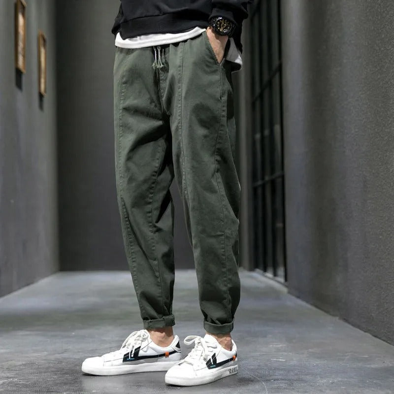 Men’s Slim Fit Stretch Trousers Army Green Men Pants