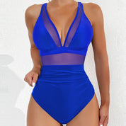 Lena – Elegant Mesh Swimsuit for Women Blue Swimsuits