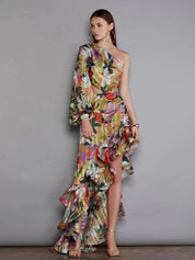 One Shoulder Floral Maxi Dress Dresses