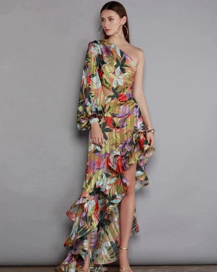 One Shoulder Floral Maxi Dress Dresses