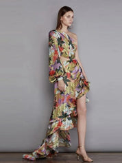 One Shoulder Floral Maxi Dress Dresses