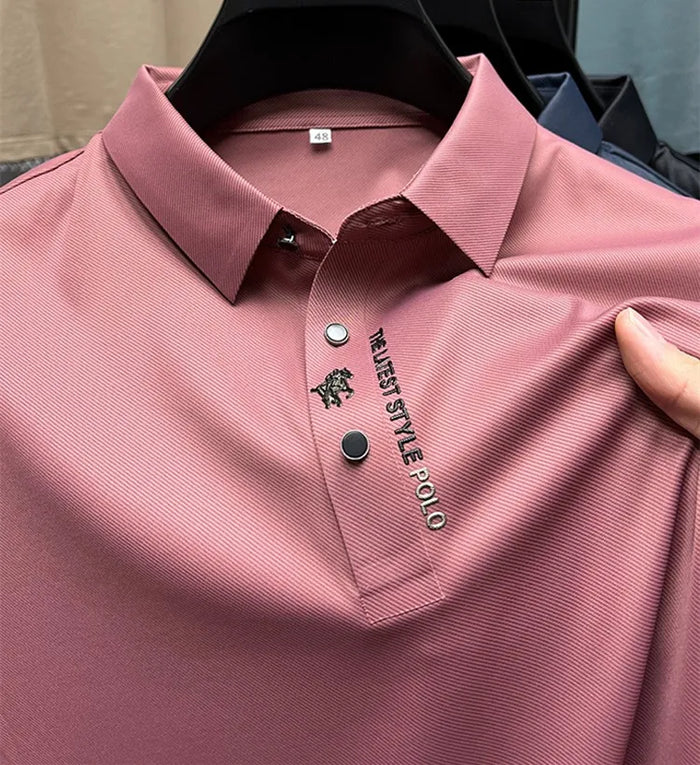 Men's Wrinkle-Free Polo Shirt Pink Polo Shirts