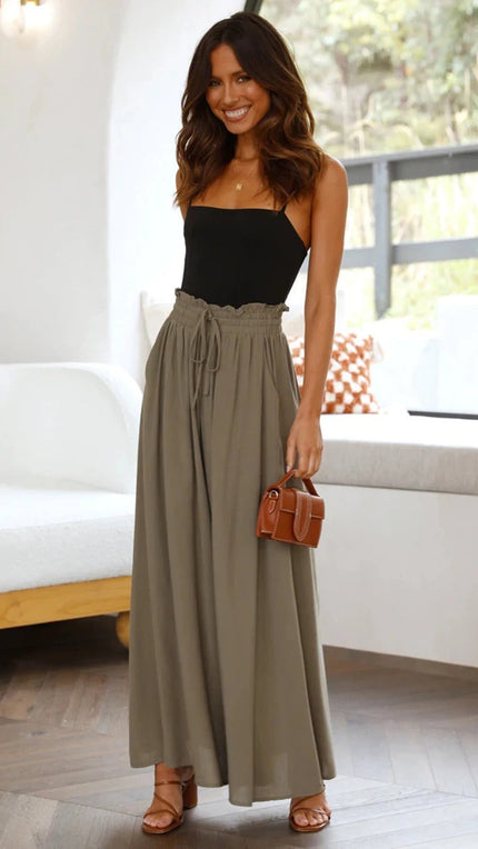 Mikka™ - Flare summer trousers in linen Brown