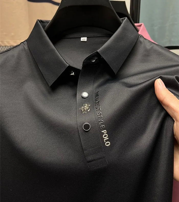Men's Wrinkle-Free Polo Shirt Black Polo Shirts