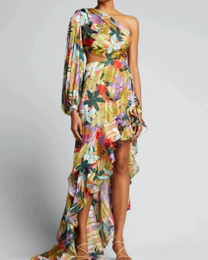One Shoulder Floral Maxi Dress Dresses