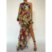 One Shoulder Floral Maxi Dress Dresses