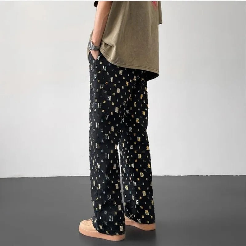 Mosaic - Straight Fit Pants Black Pants