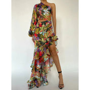 One Shoulder Floral Maxi Dress Dresses