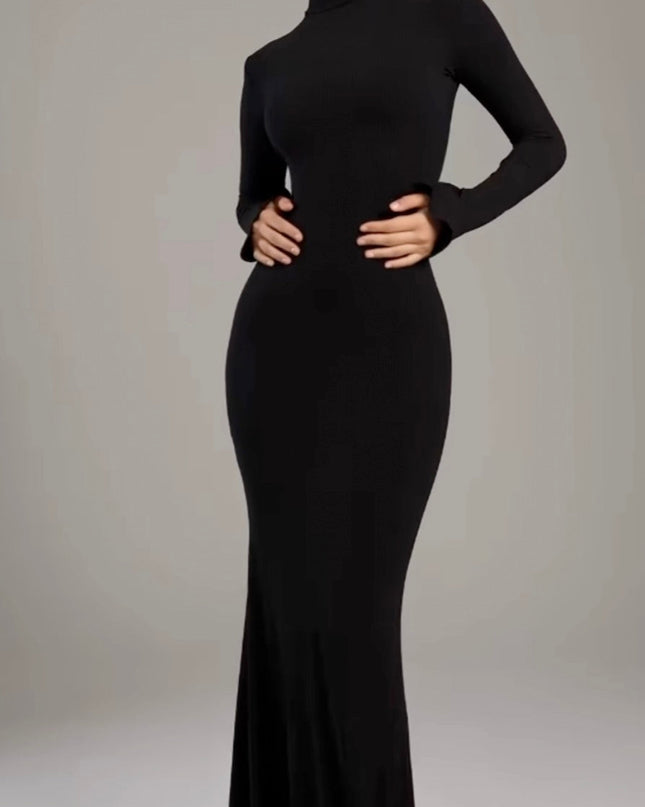 Noire™｜Turtleneck Maxi Dress Black Dress