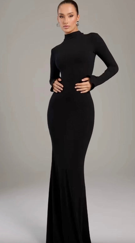 Noire™｜Turtleneck Maxi Dress Black Dress