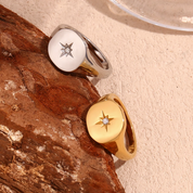 Celestial Star Signet Ring - Zodiac Charm Ring