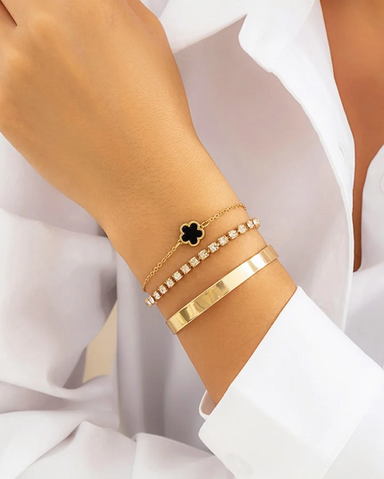 Trinity Luxe Jewelry Set Black Bracelet