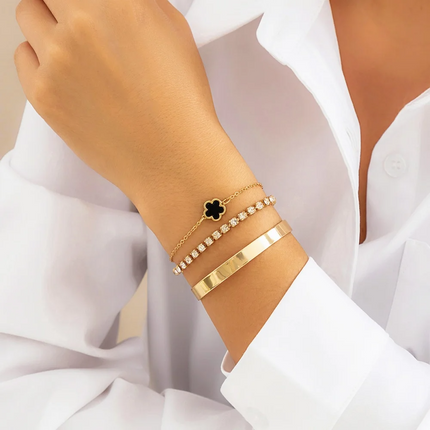 Trinity Luxe Jewelry Set Black Bracelet