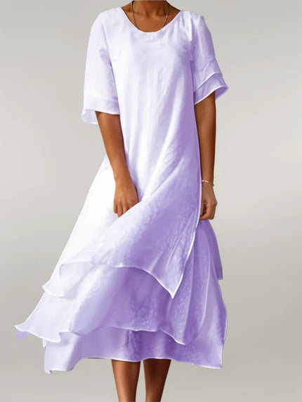 Eloise | Elegant Cotton Long Dress Purple Dresses