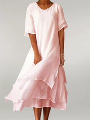 Eloise | Elegant Cotton Long Dress Pink (Almost sold out) Dresses