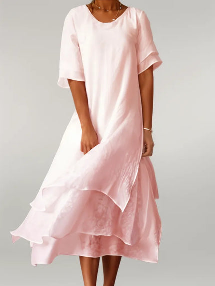 Eloise | Elegant Cotton Long Dress Pink (Almost sold out) Dresses