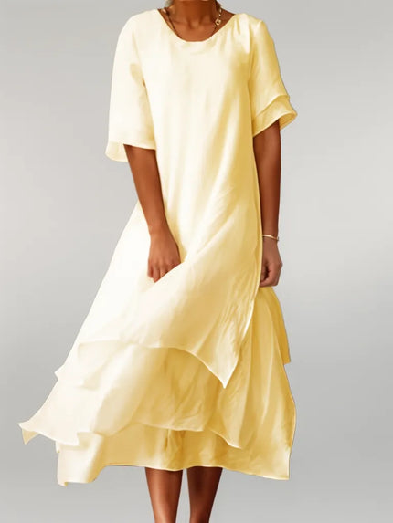 Eloise | Elegant Cotton Long Dress Yellow (Almost sold out) Dresses