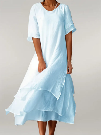 Eloise | Elegant Cotton Long Dress Blue Dresses