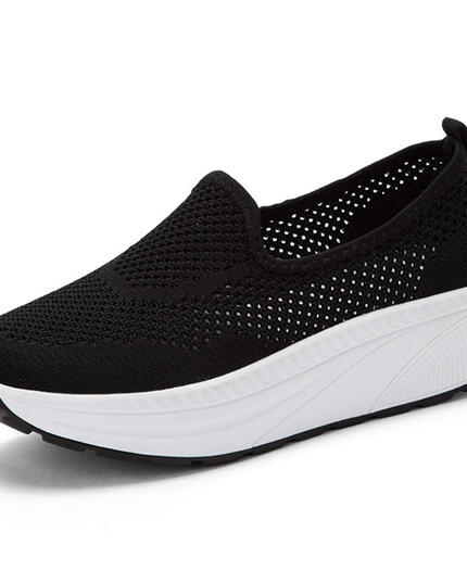 Comfy Slip-On Mesh Platform Shoes Black Shoes
