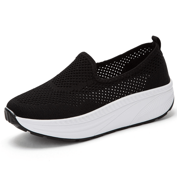 Comfy Slip-On Mesh Platform Shoes Black Shoes