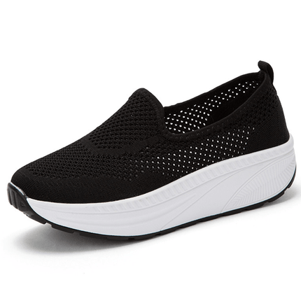 Comfy Slip-On Mesh Platform Shoes Black Shoes