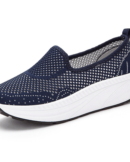 Comfy Slip-On Mesh Platform Shoes Navy Blue Shoes