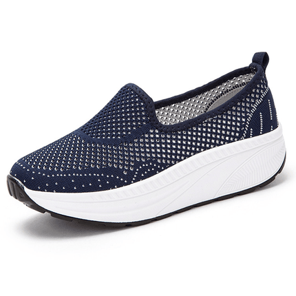 Comfy Slip-On Mesh Platform Shoes Navy Blue Shoes