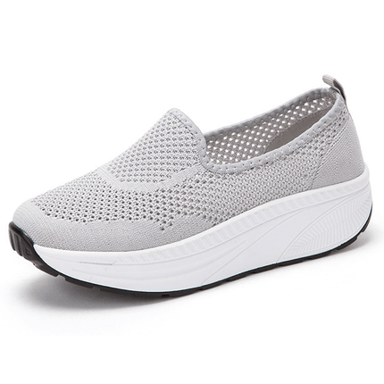 Comfy Slip-On Mesh Platform Shoes Grey Shoes