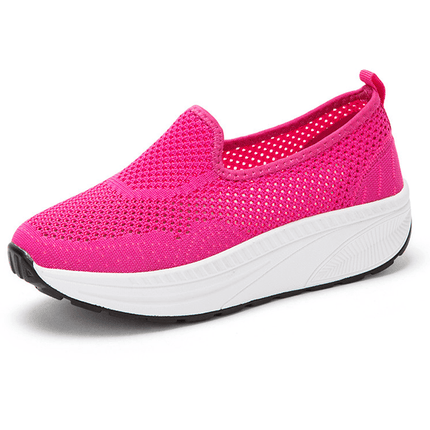 Comfy Slip-On Mesh Platform Shoes Pink Shoes