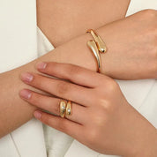 Modern Wrap Choker Necklace, Bracelet, Ring Set Gold Bracelet & Ring