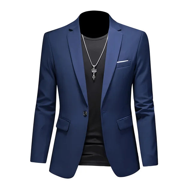 Men's Stylish Single-Breasted Blazer Navy blue Blazer