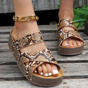 Fashion Flatform Cork Sandals Snake print Sandals
