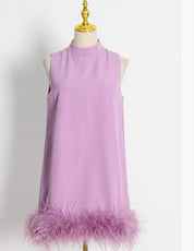 Cecily | Black Feather Mini Dress Purple Dresses