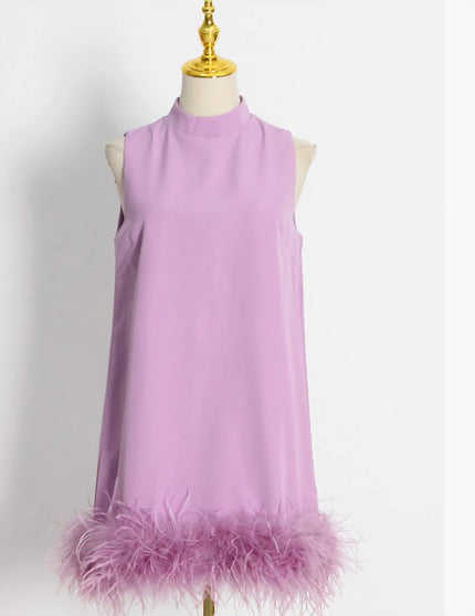 Cecily | Black Feather Mini Dress Purple Dresses