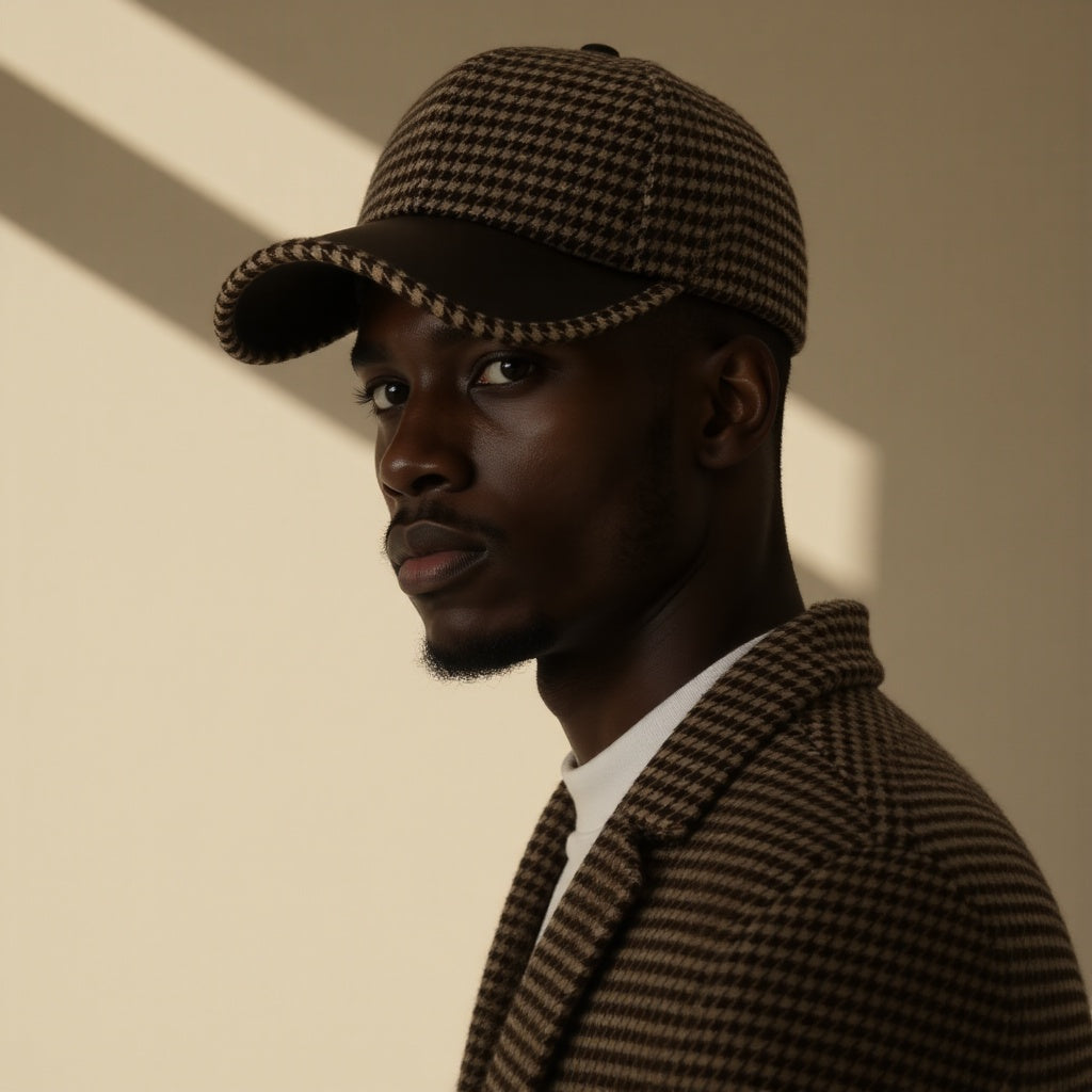 Houndstooth Leather Cap Hats