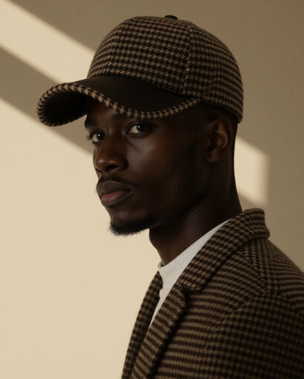 Houndstooth Leather Cap Hats