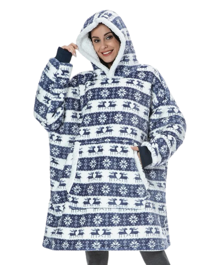 Oversized Wearable Blanket Hoodie Christmas Blue One size Blanket Hoodie