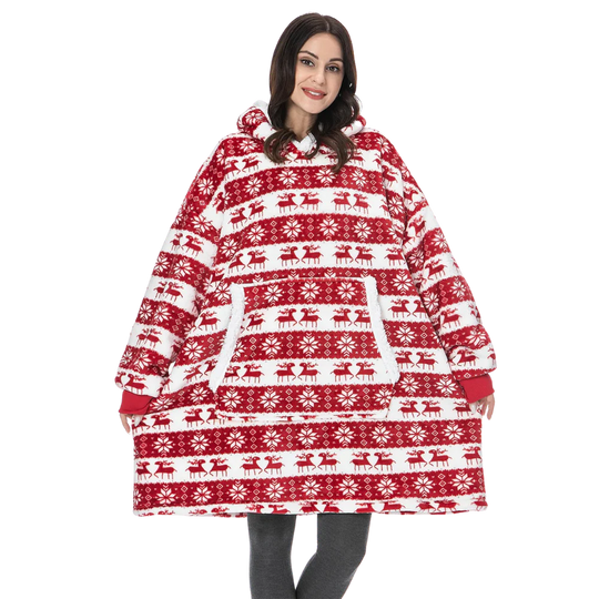 Oversized Wearable Blanket Hoodie Christmas Red One size Hoodie