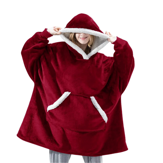 Oversized Wearable Blanket Hoodie Dark Red One size Hoodie