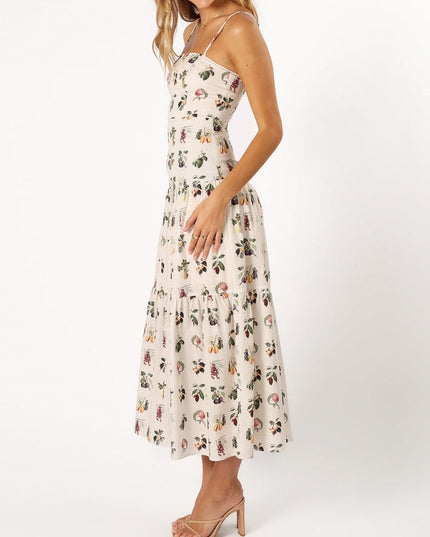 Fruit & Floral Print Cotton Midi Dress Dresses