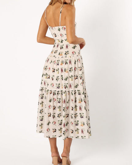 Fruit & Floral Print Cotton Midi Dress Dresses