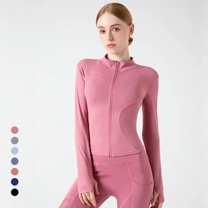 Nadine™ | Slim Fit Tracksuit Jacket Bean Paste Powder Jackets