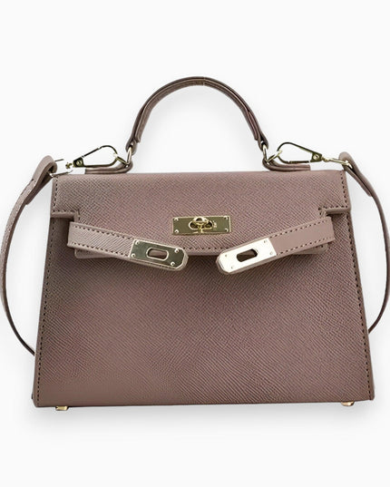 Elegant Compact Leather Handbag Beige Fashion