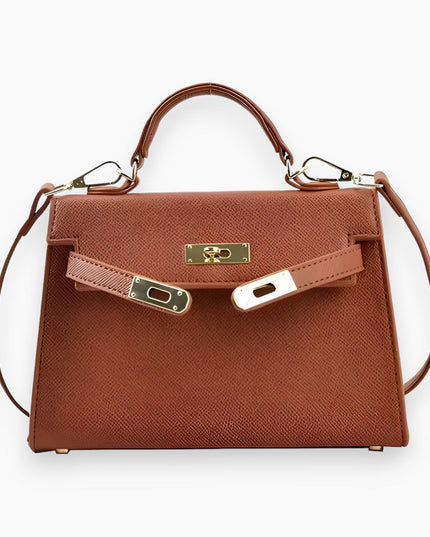 Luxe klassieke handtas metalen sluiting Bruin Fashion
