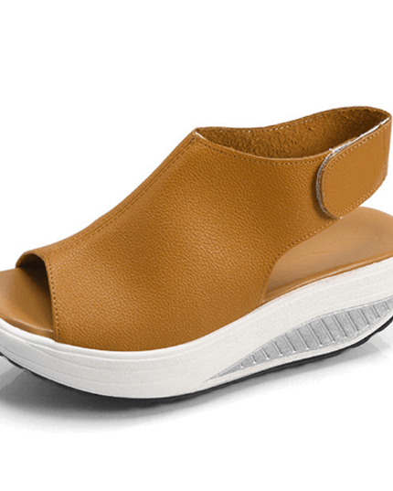 Comfy Slip-On Platform Sandals Brown Sandals