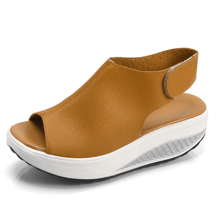 Comfy Slip-On Platform Sandals Brown Sandals