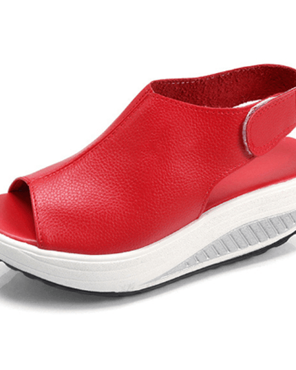 Comfy Slip-On Platform Sandals Red Sandals