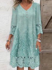 Sienna | Lace-trimmed Dress Green Dresses
