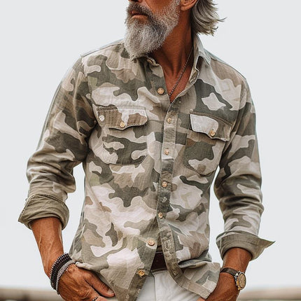Michel | Military Design Shirt Light Green Shirt